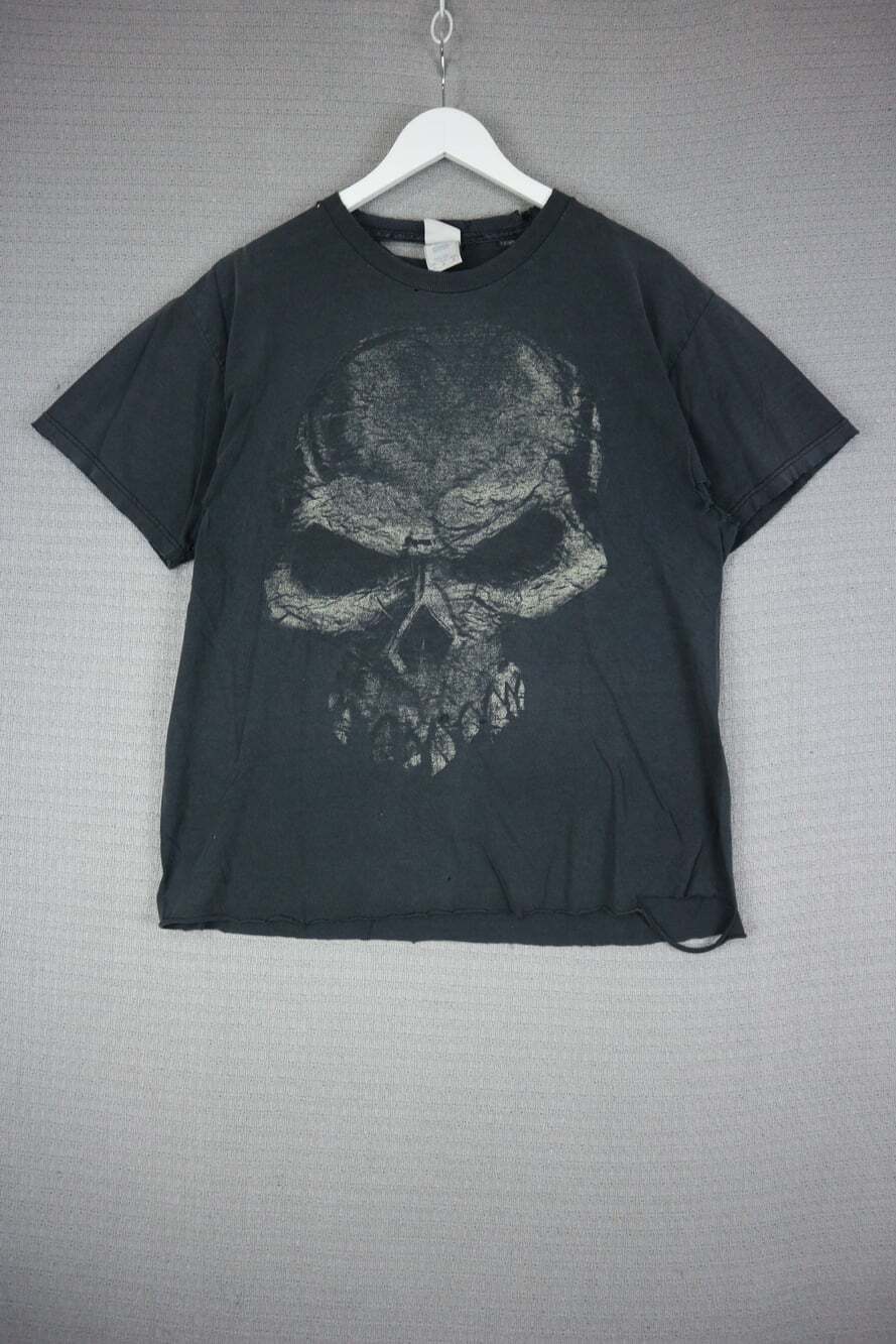 Tennessee River Vintage Grunge Distressed Skull Graphic T-Shirt Black Size L